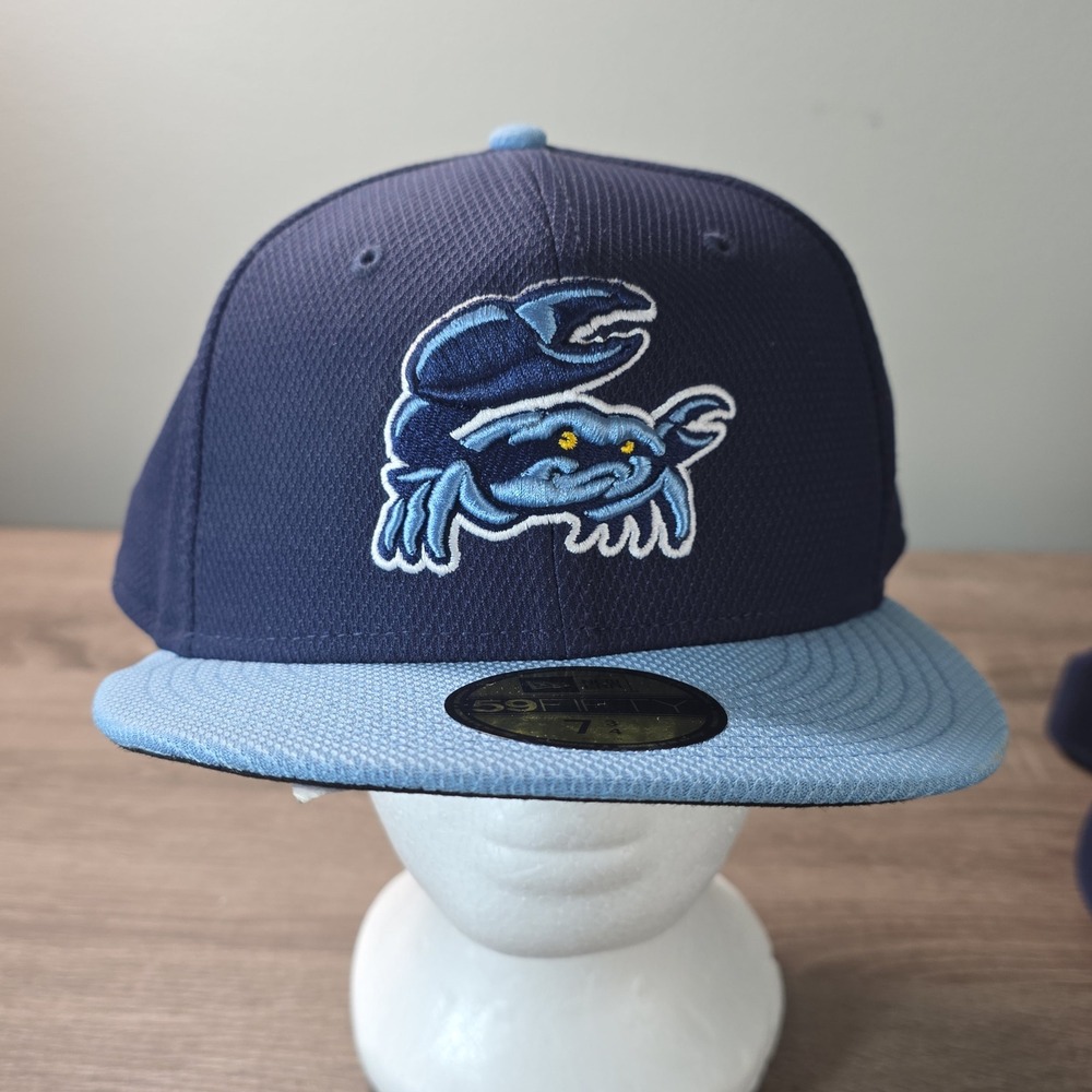 New Era 59FIFTY Charlotte Stone Crabs MiLB Fitted Hat Navy Blue Size 7 3/4